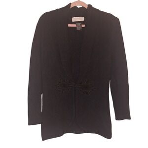 Vintage the limited Size Medium Black Silk Wool Angora‎ Cardigan Whimsygoth